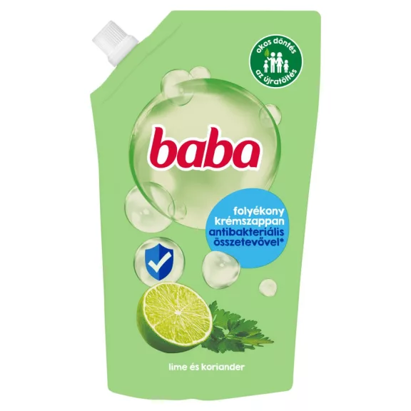 Baba Lime és Koriander Antibakteriális folyékony krémszappan utántöltő 500 ml Baba Lime és Koriander Antibakteriális folyékony krémszappan utántöltő 500 ml