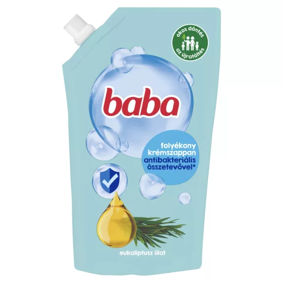 Baba Eukaliptusz illat Antibakteriális folyékony krémszappan utántöltő 500 ml Baba Eukaliptusz illat Antibakteriális folyékony krémszappan utántöltő 500 ml