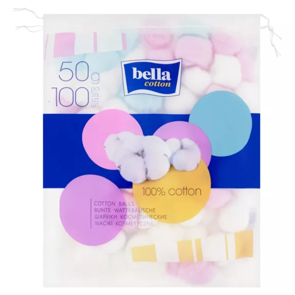 Bella Cotton színes kozmetikai vattalabdacsok 100 db 50 g Bella Cotton színes kozmetikai vattalabdacsok 100 db 50 g