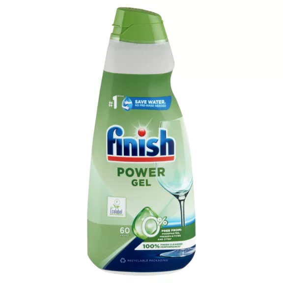 Finish Power All in 1 0% Gépi Mosogatógél 900 ml – 60 Mosogatás, Foszfát- és Tartósítószermentes Teljes Power tisztítóerő foszfát, tartósítószer és színezék nélkül – tudatos mosogatás minden nap Finish Power All in 1 0% Gépi Mosogatógél 900 ml – 60 Mosogatás, Foszfát- és Tartósítószermentes Teljes Power tisztítóerő foszfát, tartósítószer és színezék nélkül – tudatos mosogatás minden nap