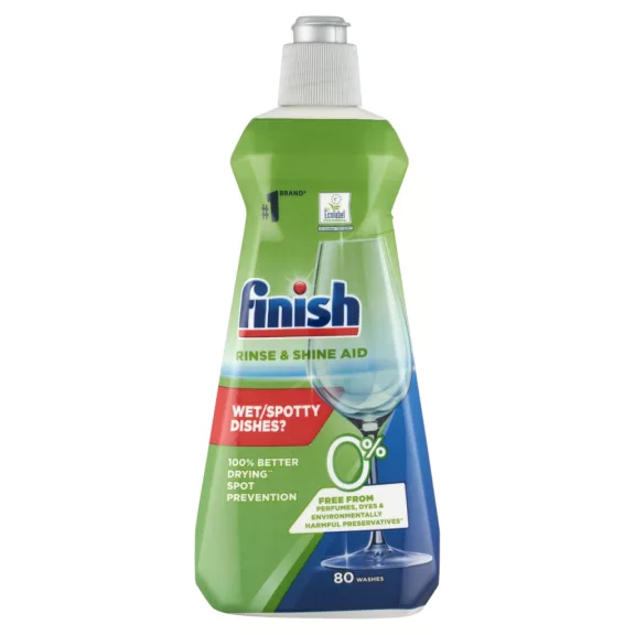 Finish Green 0% Rinse and Shine Aid Gépi Öblítőszer 400 ml – Kétszer Jobb Száradás, Illatanyag- és Tartósítószermentes Finish Green 0% Rinse and Shine Aid Gépi Öblítőszer 400 ml – Kétszer Jobb Száradás, Illatanyag- és Tartósítószermentes