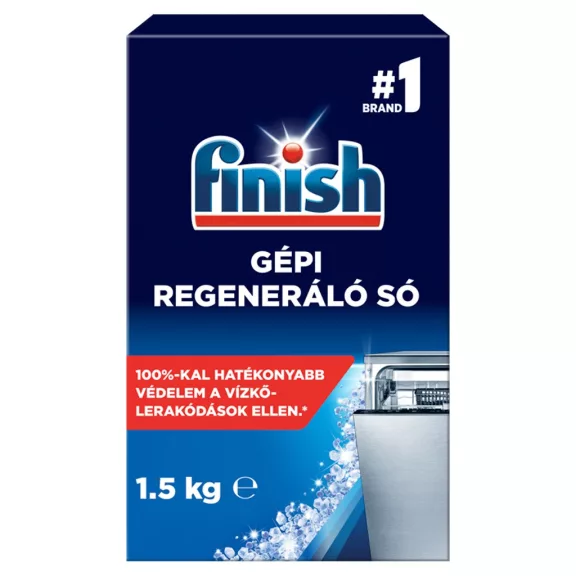 Finish gépi regeneráló vízlágyító só mosogatógéphez 1,5 kg – 100% Vízkővédelem, Gép és Edény Megóvása Finish gépi regeneráló vízlágyító só mosogatógéphez 1,5 kg – 100% Vízkővédelem, Gép és Edény Megóvása