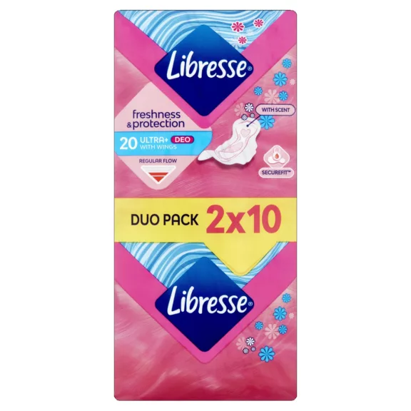 Libresse egészségügyi betét 2x10 db Ultra Normal Deo Fresh illatosított, szárnyas Libresse egészségügyi betét 2x10 db Ultra Normal Deo Fresh illatosított, szárnyas