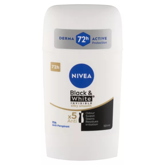 NIVEA Black & White Invisible Silky Smooth izzadásgátló deo stift 50 ml NIVEA Black & White Invisible Silky Smooth izzadásgátló deo stift 50 ml