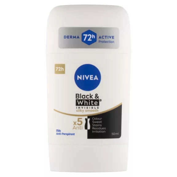 NIVEA Black & White Invisible Silky Smooth izzadásgátló deo stift 50 ml NIVEA Black & White Invisible Silky Smooth izzadásgátló deo stift 50 ml