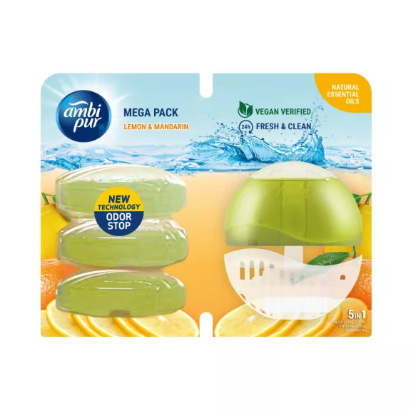 Ambi Pur wc gél 4x55 ml + készülék lemon & mandarin Ambi Pur wc gél 4x55 ml + készülék lemon & mandarin