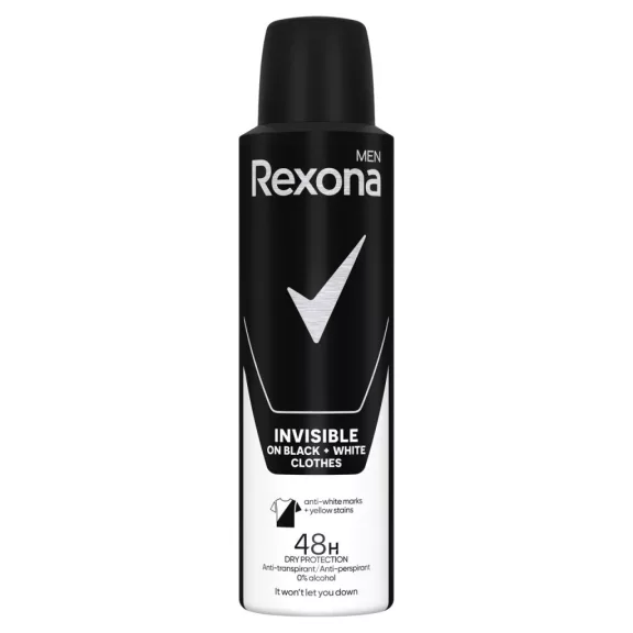 Rexona Men Invisible Black&White férfi izzadásgátló dezodor spray 150 ml Rexona Men Invisible Black&White férfi izzadásgátló dezodor spray 150 ml