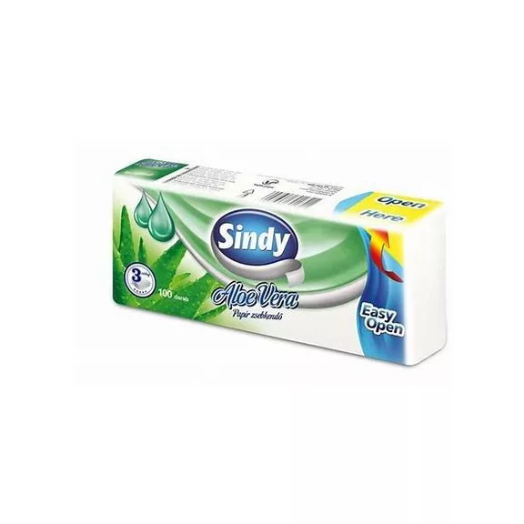 Sindy papírzsebkendő 3 rétegű 100 db Aloe Vera Sindy papírzsebkendő 3 rétegű 100 db Aloe Vera