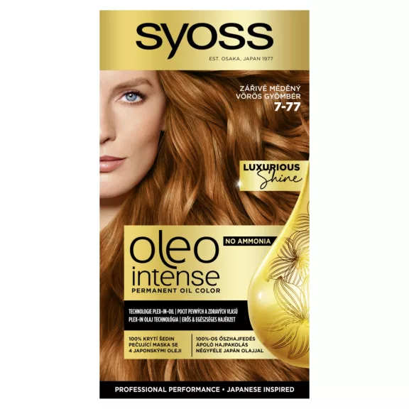 Syoss Oleo Intense tartós hajfesték 7-77 Vörös gyömbér Syoss Oleo Intense tartós hajfesték 7-77 Vörös gyömbér