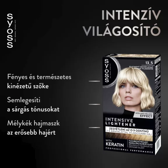 Syoss Color tartós hajfesték 13-5 Szőke platinum világosító Syoss Color tartós hajfesték 13-5 Szőke platinum világosító