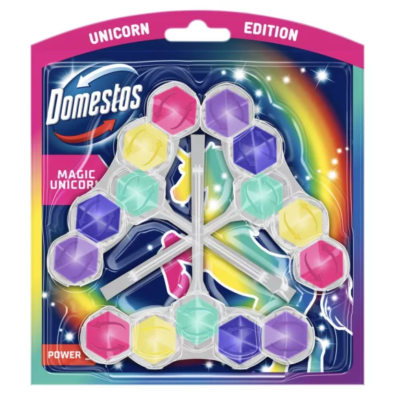 Domestos Power 5 Magic Unicorn WC frissítő blokk 3x 50 g Domestos Power 5 Magic Unicorn WC frissítő blokk 3x 50 g