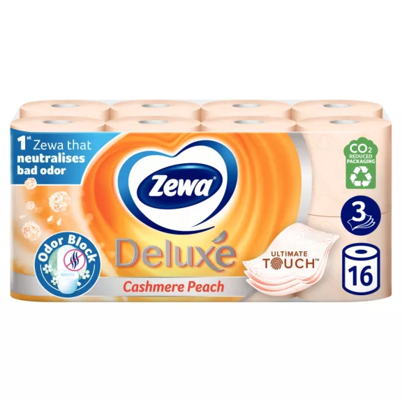 Zewa Deluxe Cashmere Peach toalettpapír 3 rétegű 16 tekercs Zewa Deluxe Cashmere Peach toalettpapír 3 rétegű 16 tekercs