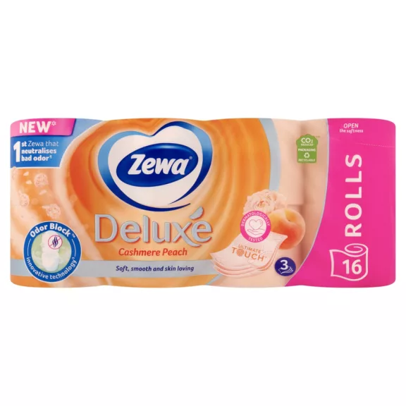 Zewa Deluxe Cashmere Peach toalettpapír 3 rétegű 16 tekercs Zewa Deluxe Cashmere Peach toalettpapír 3 rétegű 16 tekercs