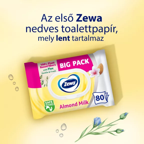 Zewa Almond Milk nedves toalettpapír Big Pack 80 db Zewa Almond Milk nedves toalettpapír Big Pack 80 db