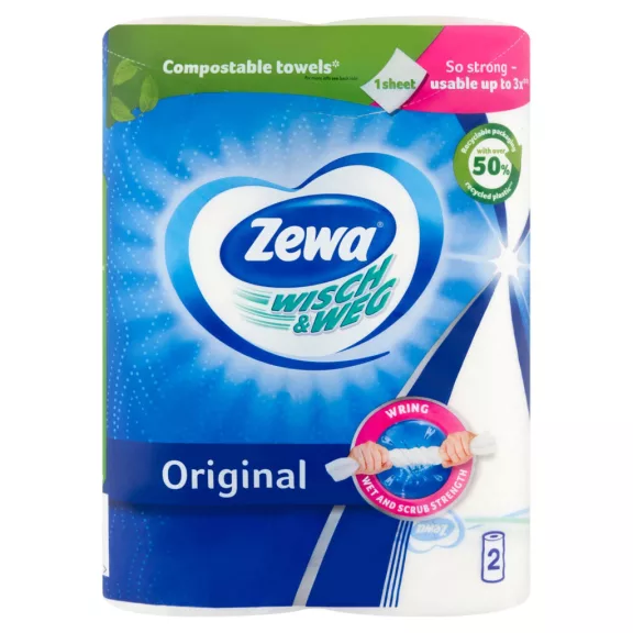 Zewa Wisch&Weg Original háztartási papírtörlő 2 rétegű 2 tekercs Zewa Wisch&Weg Original háztartási papírtörlő 2 rétegű 2 tekercs