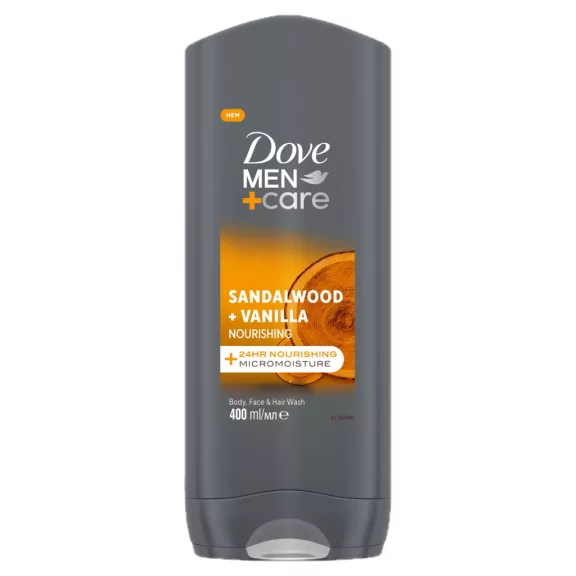 Dove Men+Care Sandalwood és Vanilla férfi tusfürdő testre, arcra, hajra 400 ml Dove Men+Care Sandalwood és Vanilla férfi tusfürdő testre, arcra, hajra 400 ml