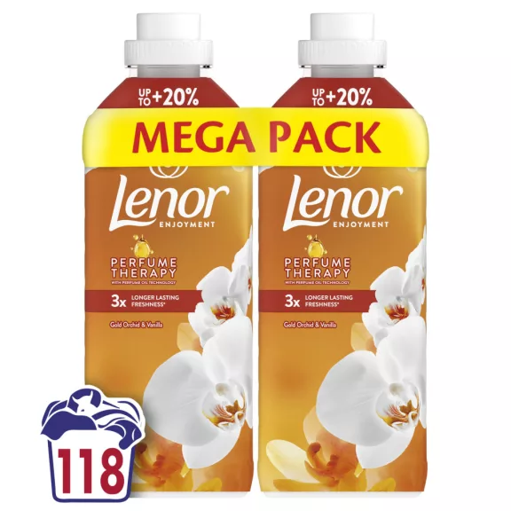 Lenor Perfume Therapy Gold Orchid and Vanilla textilöblítő DUO 2x1239 ml 118 mosás