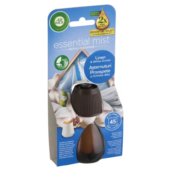 Air Wick Aroma Mist Pamut és Fehér Orchidea aroma diffúzor utántöltő 20 ml Air Wick Aroma Mist Pamut és Fehér Orchidea aroma diffúzor utántöltő 20 ml