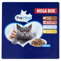 Prevital alutasakos macskaeldel mega box 24x100g Multipack