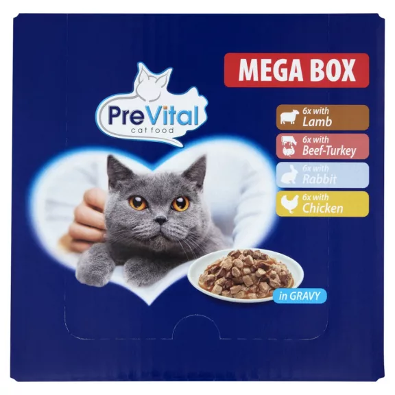 Prevital alutasakos macskaeldel mega box 24x100g Multipack