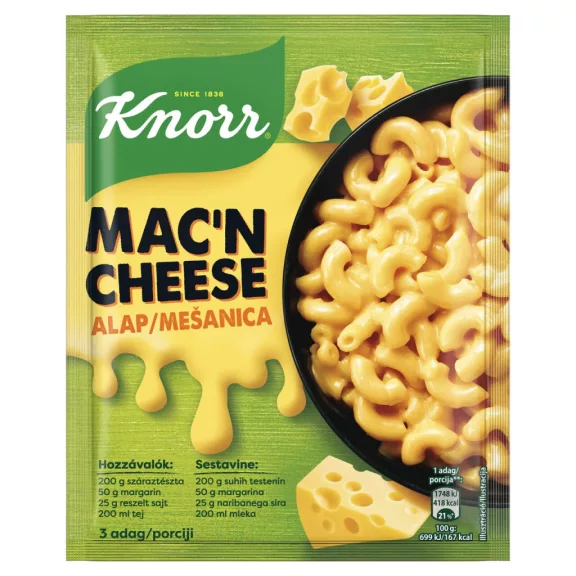 Knorr Mac'n Cheese sajtszószos tészta alap 33 g Knorr Mac'n Cheese sajtszószos tészta alap 33 g