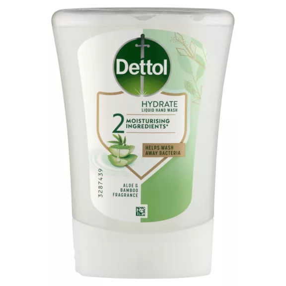 Dettol Aloe Vera és Bambusz utántöltő folyékony szappan érintés nélküli készülékhez 250 ml Dettol Aloe Vera és Bambusz utántöltő folyékony szappan érintés nélküli készülékhez 250 ml