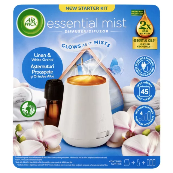Air Wick Aroma Mist diffúzor készülék - Pamut és Fehér Orchidea 20 ml Air Wick Aroma Mist diffúzor készülék - Pamut és Fehér Orchidea 20 ml