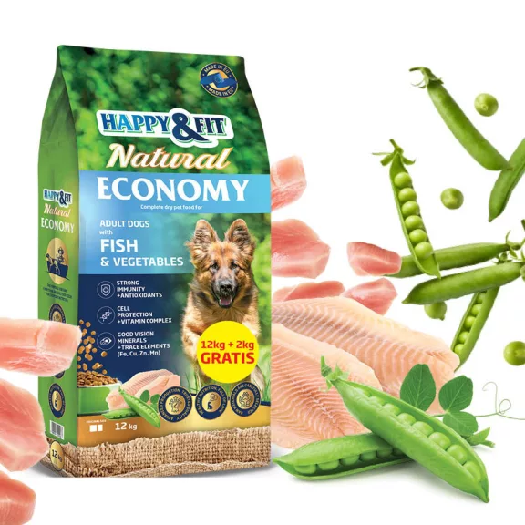 Happy&Fit Natural Economy Adult with Fish and Vegetables 12kg Happy&Fit Natural Economy Adult with Fish and Vegetables 12kg