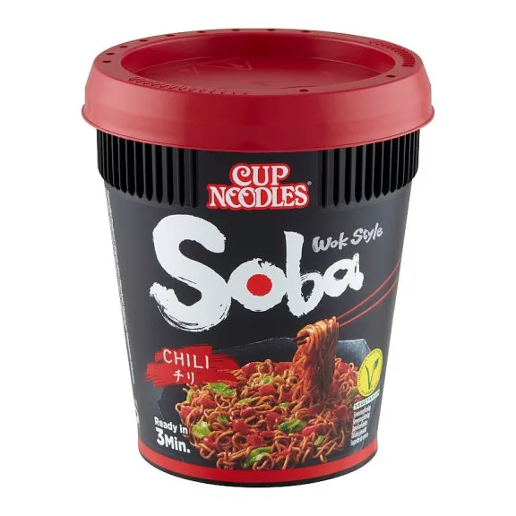 Nissin Soba Poharas instant tésztaétel chili ízesítéssel 92g Nissin Soba Poharas instant tésztaétel chili ízesítéssel 92g