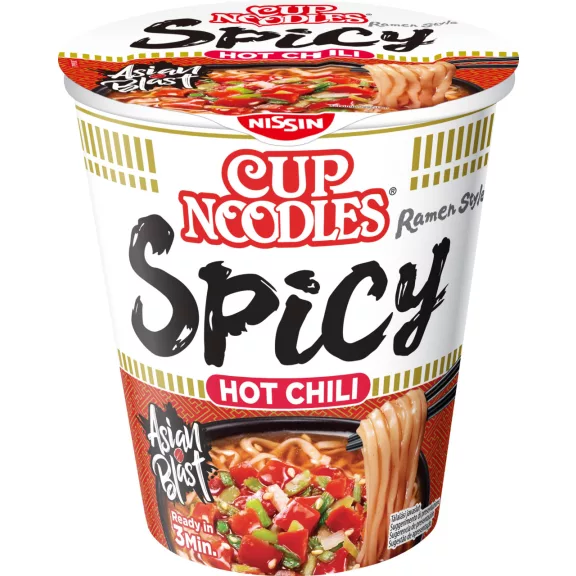 Nissin Cup Noodles poharas instant tésztaleves csípős chili ízesítéssel 66g Nissin Cup Noodles poharas instant tésztaleves csípős chili ízesítéssel 66g