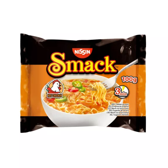 Nissin Smack csípős csirkehúsos instant tészta 100g Nissin Smack csípős csirkehúsos instant tészta 100g