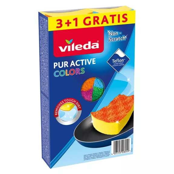 VILEDA Color Pur Active mosogatószivacs 4 db (3+1) VILEDA Color Pur Active mosogatószivacs 4 db (3+1)