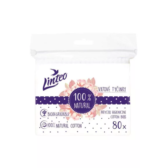 Linteo fültisztító pálcika papír 100% natural 80db zacskóban Linteo fültisztító pálcika papír 100% natural 80db zacskóban