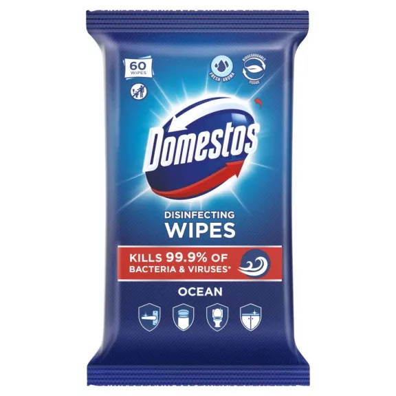 DOMESTOS fertőtlenítő törlőkendő 60 db Ocean DOMESTOS fertőtlenítő törlőkendő 60 db Ocean