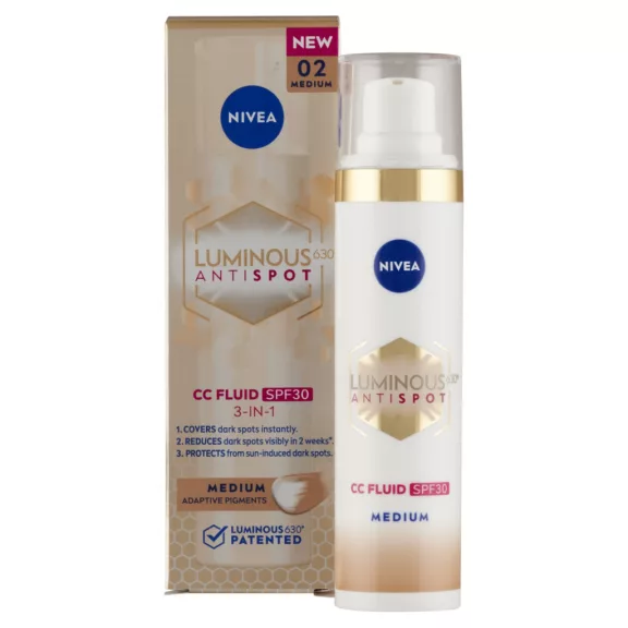 NIVEA Luminous630 pigmentfoltok elleni CC fluid FF30 Közepes 40 ml NIVEA Luminous630 pigmentfoltok elleni CC fluid FF30 Közepes 40 ml
