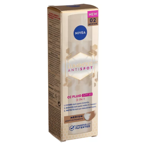 NIVEA Luminous630 pigmentfoltok elleni CC fluid FF30 Közepes 40 ml NIVEA Luminous630 pigmentfoltok elleni CC fluid FF30 Közepes 40 ml