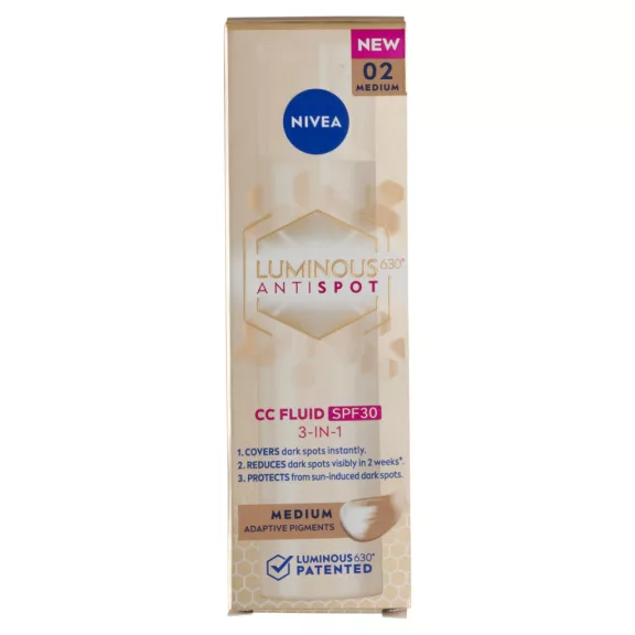 NIVEA Luminous630 pigmentfoltok elleni CC fluid FF30 Közepes 40 ml NIVEA Luminous630 pigmentfoltok elleni CC fluid FF30 Közepes 40 ml