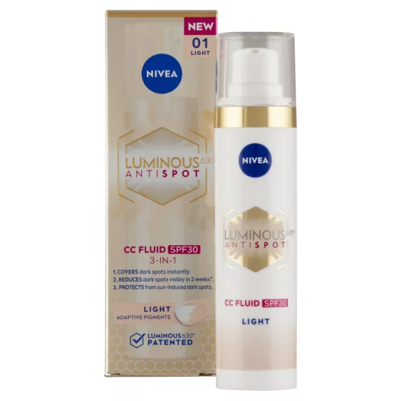 NIVEA Luminous630 pigmentfoltok elleni CC fluid FF30 Világos 40 ml NIVEA Luminous630 pigmentfoltok elleni CC fluid FF30 Világos 40 ml