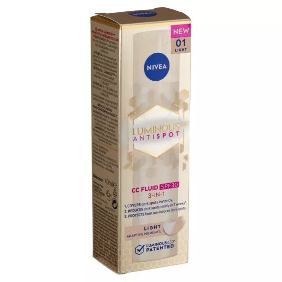 NIVEA Luminous630 pigmentfoltok elleni CC fluid FF30 Világos 40 ml NIVEA Luminous630 pigmentfoltok elleni CC fluid FF30 Világos 40 ml