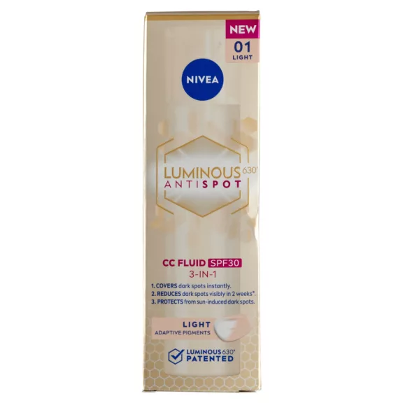 NIVEA Luminous630 pigmentfoltok elleni CC fluid FF30 Világos 40 ml NIVEA Luminous630 pigmentfoltok elleni CC fluid FF30 Világos 40 ml