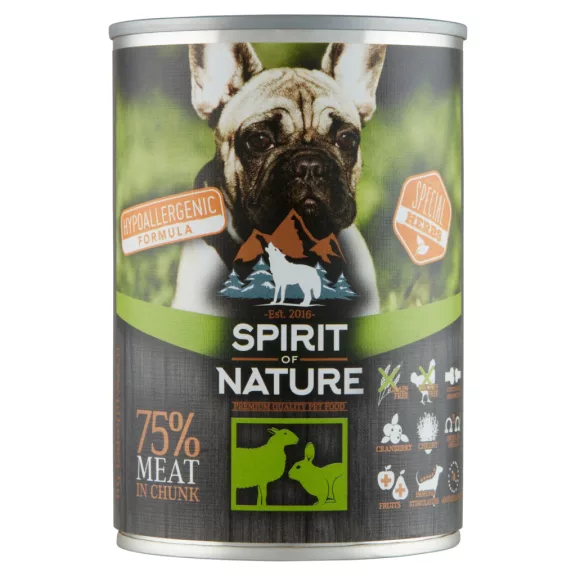 Spirit of Nature Dog konzerv Bárányhússal és nyúlhússal 415gr
