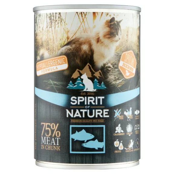 Spirit of Nature Cat konzerv Tonhallal és lazaccal 415gr