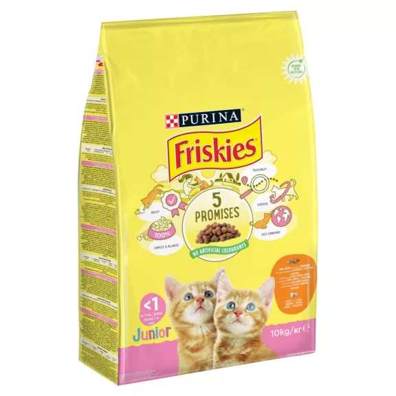Purina Friskies Junior csirkével, tejjel és hozzáadott zöldségekkel száraz macskaeledel 10 kg Purina Friskies Junior csirkével, tejjel és hozzáadott zöldségekkel száraz macskaeledel 10 kg