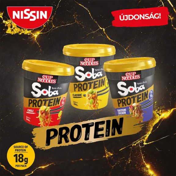 Nissin Soba PROTEIN Yakitori Poharas instant tésztaétel 90g Nissin Soba PROTEIN Yakitori Poharas instant tésztaétel 90g