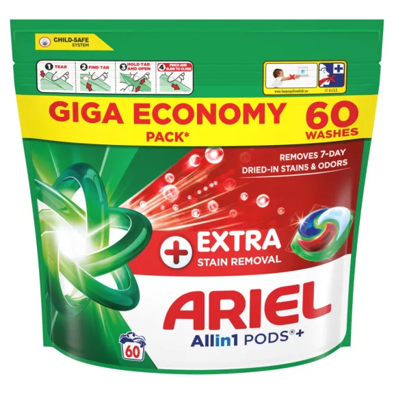 Ariel Allin1 PODS+ Extra folteltávolító mosókapszula 60 db Giga Economy Ariel Allin1 PODS+ Extra folteltávolító mosókapszula 60 db Giga Economy
