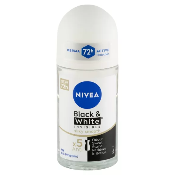 NIVEA Black & White Invisible Silky Smooth izzadásgátló golyós dezodor 50 ml NIVEA Black & White Invisible Silky Smooth izzadásgátló golyós dezodor 50 ml