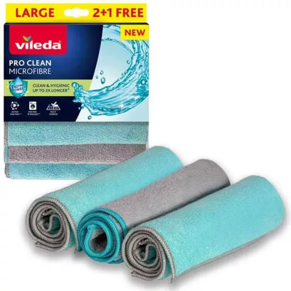 Vileda Pro Clean mikroszálas törlőkendő 2+1 db - Mélytisztító erő a makulátlan otthonért Vileda Pro Clean mikroszálas törlőkendő 2+1 db - Mélytisztító erő a makulátlan otthonért