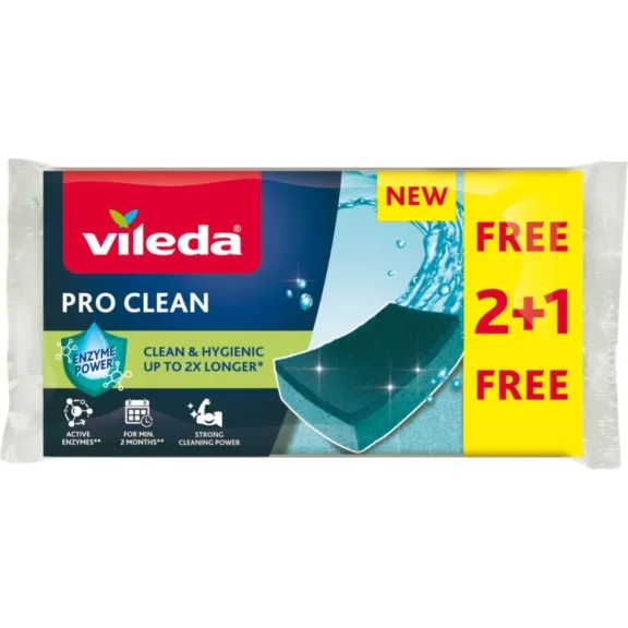 Vileda Pro Clean mosogatószivacs 2+1 db Vileda Pro Clean mosogatószivacs 2+1 db