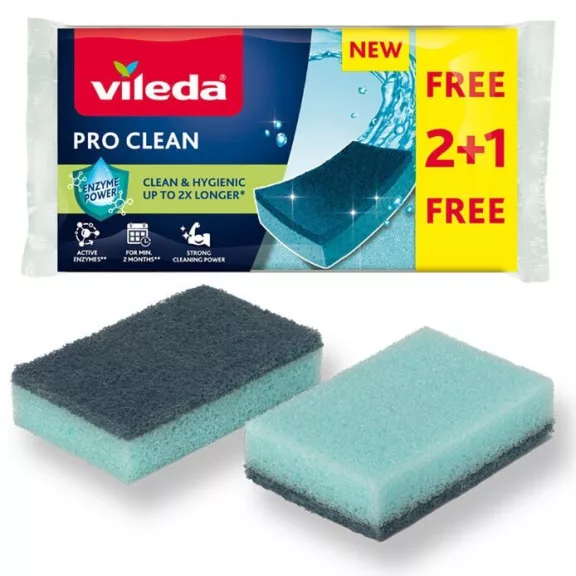Vileda Pro Clean mosogatószivacs 2+1 db Vileda Pro Clean mosogatószivacs 2+1 db