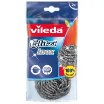 A hatékony Vileda Glitzi Inox súroló tökéletes rozsdamentes acél súrolóeszköz az odaszáradt és odaégett makacs szennyeződések ellen.
